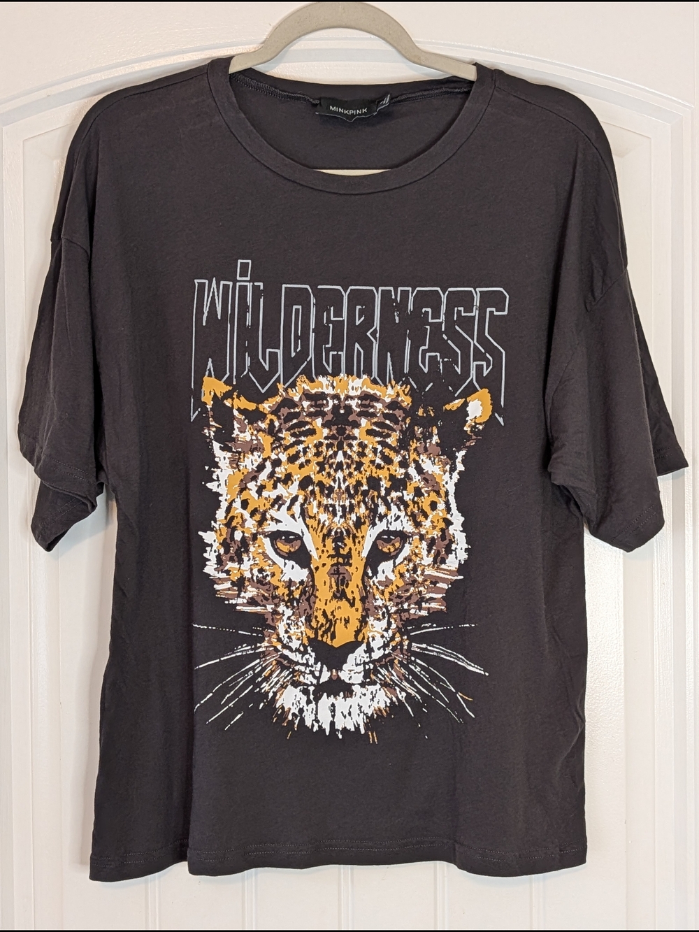 Minkpink Charcoal Gray Wildcat Wilderness Short Sleeve Graphic T-Shirt